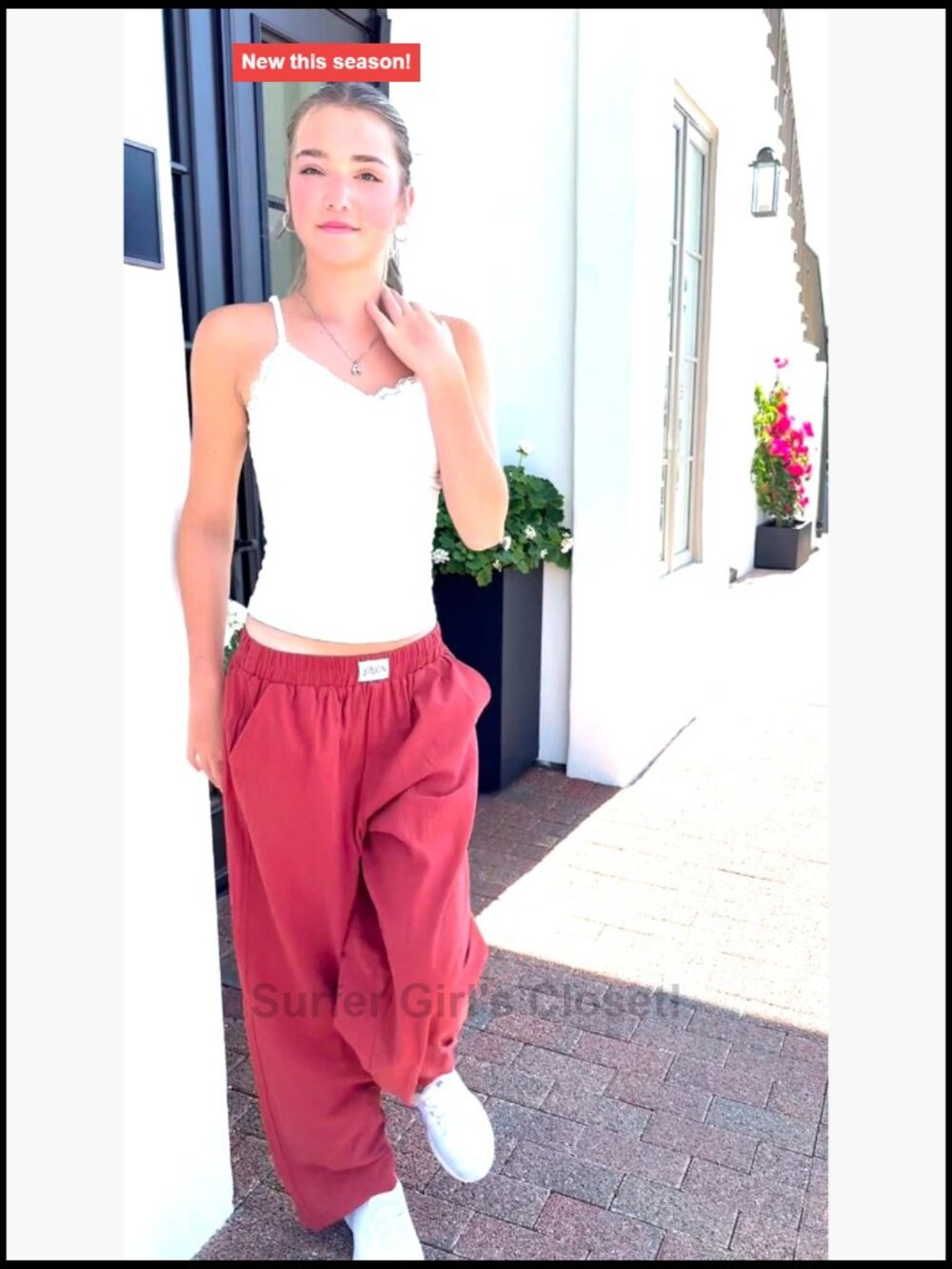 Wide Leg Linen Blend Palazzo Pants with Pockets Elastic Waist - Picture 7 of 7
